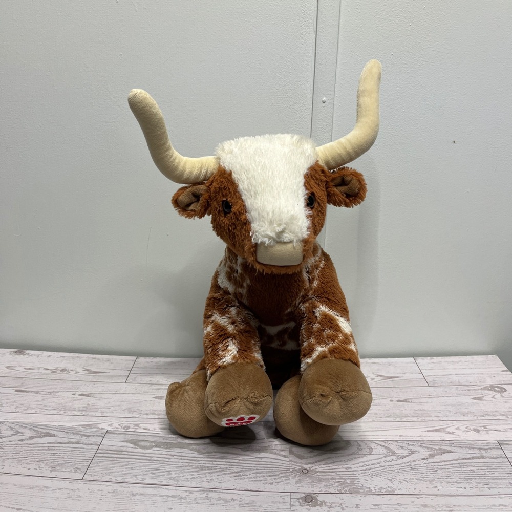 Build-A-Bear Workshop Texas Longhorn Plush Stuffed Animal Brown Spotted BABW